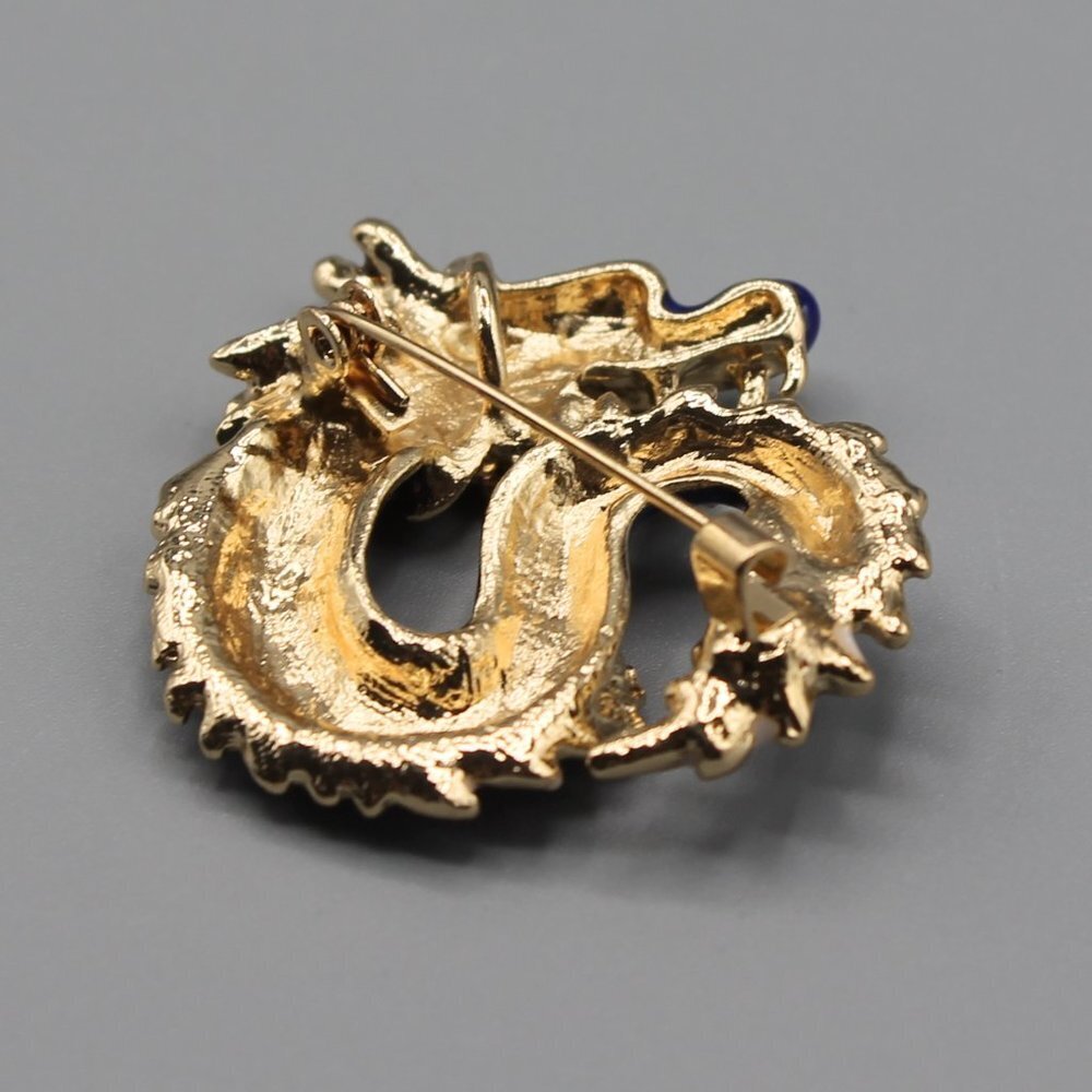 Chinese dragon pin brooch pendant jewelry fashion yellow gold purple blue new - Picture 9 of 10